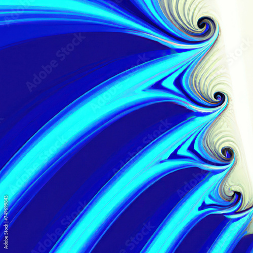 Generative AI digital abstract fluid swirl in blue and white colors