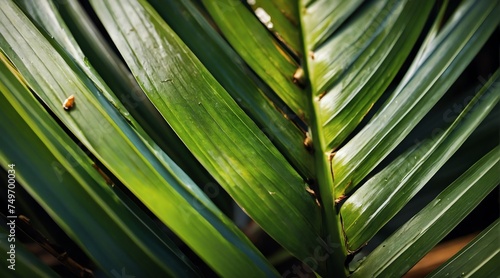 Coconut leaf texture natural tropical leaf close up from Generative AI