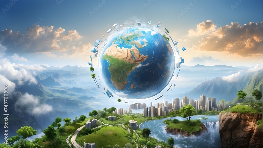 The role of cutting-edge environmental technology in realizing the Sustainable Development Goals for a sustainable world Generative AI - obrazy, fototapety, plakaty 