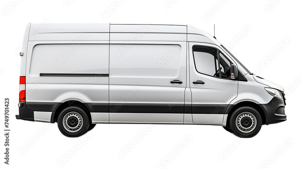 Side View of Panel Van isolated on white background or png transparent background.