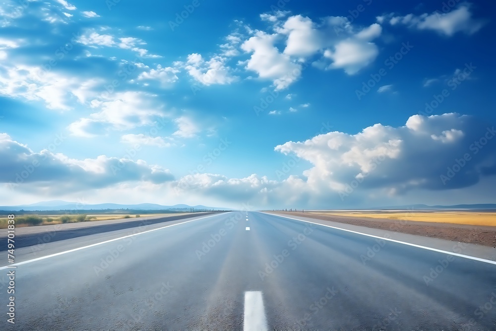 Naklejka premium Asphalt road and beautiful sky at sunset, travel and transportation concept