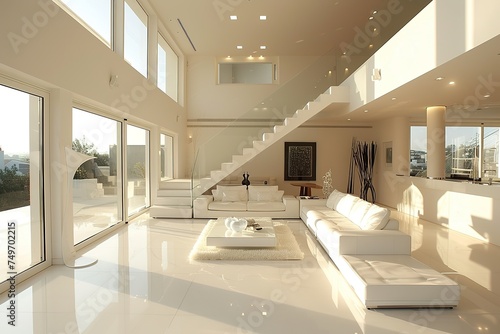 Mostly white interior of modern home