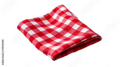 Red Checkered Napkin realistic image isolated on white background or png transparent background.