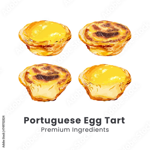 Hand drawn vector illustration of portuguese egg tart