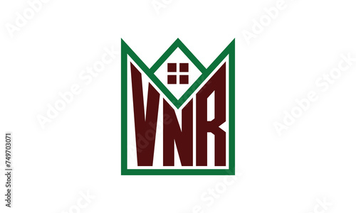 VNR initial letter real estate builders logo design vector. construction, housing, home marker, property, building, apartment, flat, compartment, business, corporate, house rent, rental, commercial photo