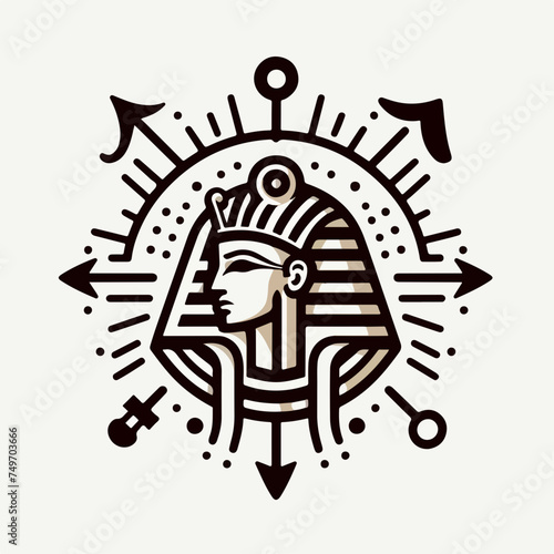 Egypt pharaoh vector illustration sticker icon.