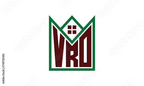 VRO initial letter real estate builders logo design vector. construction, housing, home marker, property, building, apartment, flat, compartment, business, corporate, house rent, rental, commercial photo