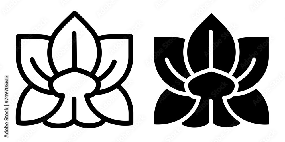 Elegant Blossom Line Icon. Fragility Charm icon in outline and solid flat style.