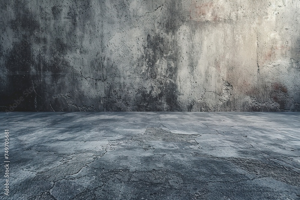 Empty Rough concrete loft wall texture Background interior or cement surface floor well material free space for text present Banner design - obrazy, fototapety, plakaty 