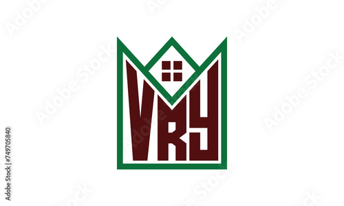 VRY initial letter real estate builders logo design vector. construction, housing, home marker, property, building, apartment, flat, compartment, business, corporate, house rent, rental, commercial photo