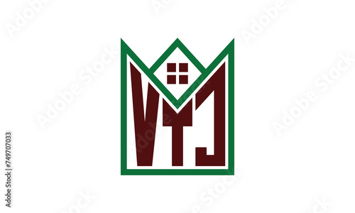 VTJ initial letter real estate builders logo design vector. construction, housing, home marker, property, building, apartment, flat, compartment, business, corporate, house rent, rental, commercial