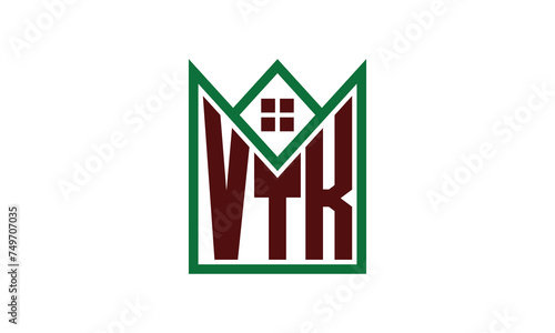 VTK initial letter real estate builders logo design vector. construction, housing, home marker, property, building, apartment, flat, compartment, business, corporate, house rent, rental, commercial photo