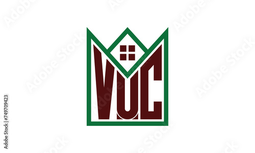 VUC initial letter real estate builders logo design vector. construction, housing, home marker, property, building, apartment, flat, compartment, business, corporate, house rent, rental, commercial photo