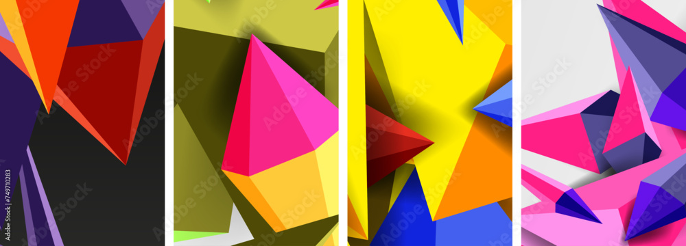 Triangle abstract concepts poster set with geometric minimal designs Triangle abstract concepts poster set with geometric minimal designs