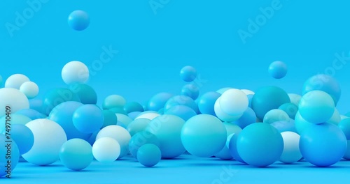 Falling and Bouncing Spheres Animation. 4k resolution 3d motion video background.