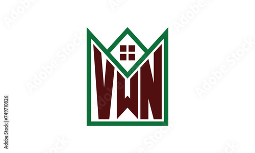 VWN initial letter real estate builders logo design vector. construction, housing, home marker, property, building, apartment, flat, compartment, business, corporate, house rent, rental, commercial photo