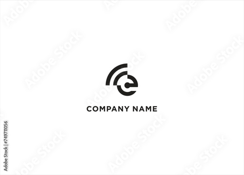 Letter E design logo with wireless signal template vector illustration