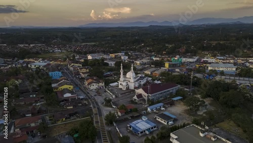 Wallpaper Mural aerial view of highway taken on morning time duration. View of busy city with vehicles. Torontodigital.ca