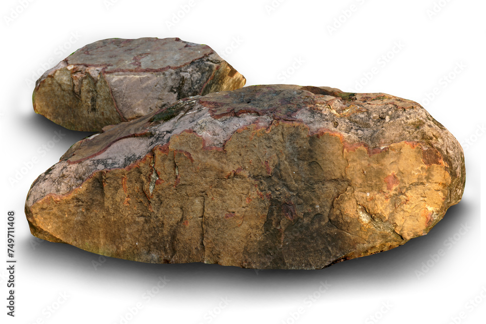 Set of stones white background, Clipping path
