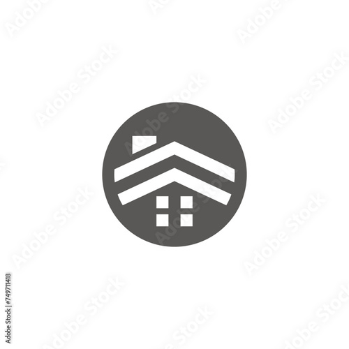 House Logo Inside a Minimalist Circle. Real estate Logo Template. Apartment logo