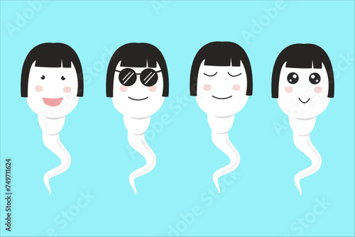 sperm and egg character. human sperm and egg cute cartoon