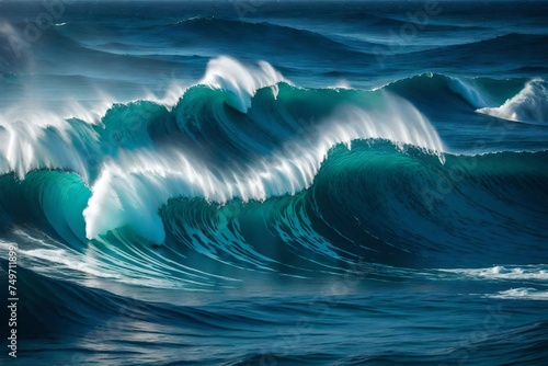 ocean wave and waves generated by AI technology   © soman