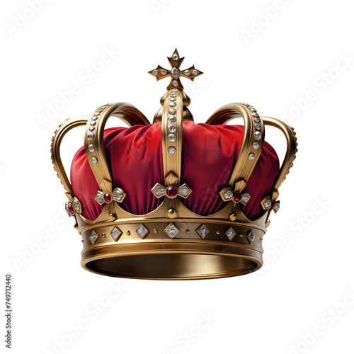 Royal golden crown on transparent background, Generative AI