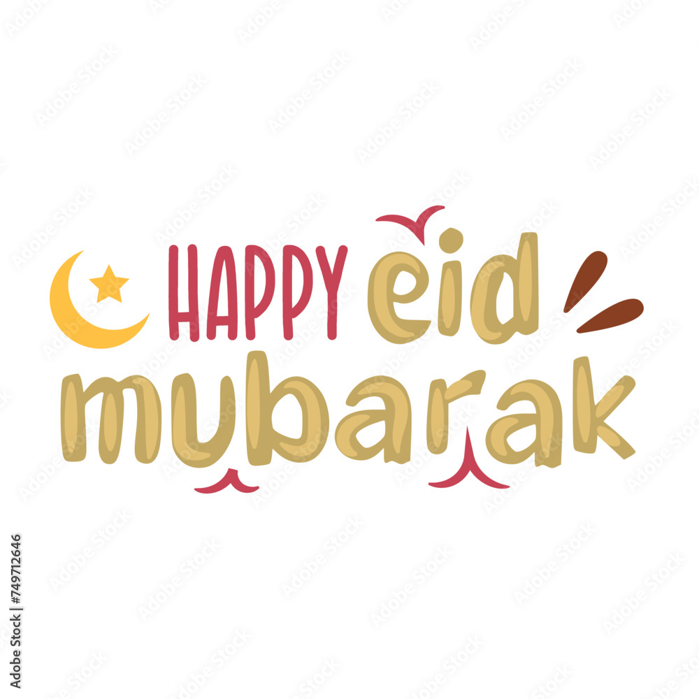 Happy Eid Mubarak Typography Vector for Muslim