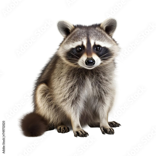 Beautiful Raccoon isolated on white background