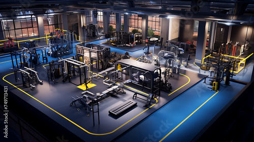 A gym layout that focuses on high-intensity interval training (HIIT), with dedicated HIIT stations.