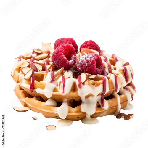  Sweet Raspberry Almond Coconut Waffle isolated on white background
