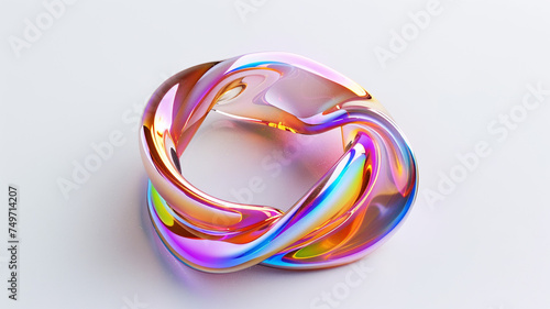 abstract 3D metallic spiral futuristic cyberpunk hyper realism detailed isolated colorful metallic reflective holographic flow iridescence isolated on white background. Abstract, 3D metallic, Spiral, 