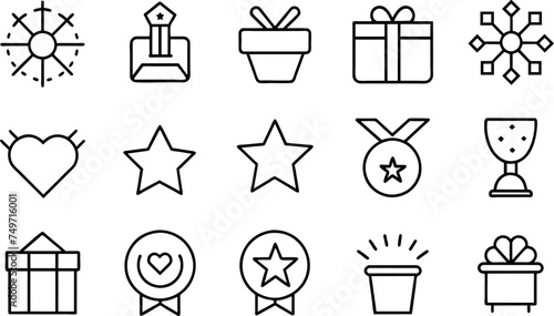 Exclusive benefit, prize, incentive, reward editable stroke outline icons 