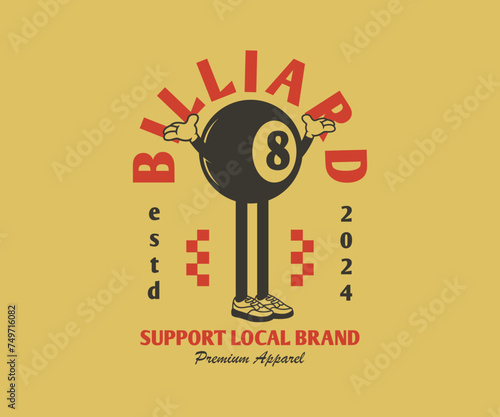 cartoon character of billiard Graphic Design for T shirt Street Wear and Urban Style	