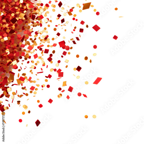 Beautiful Red and Gold Confetti isolated on white background