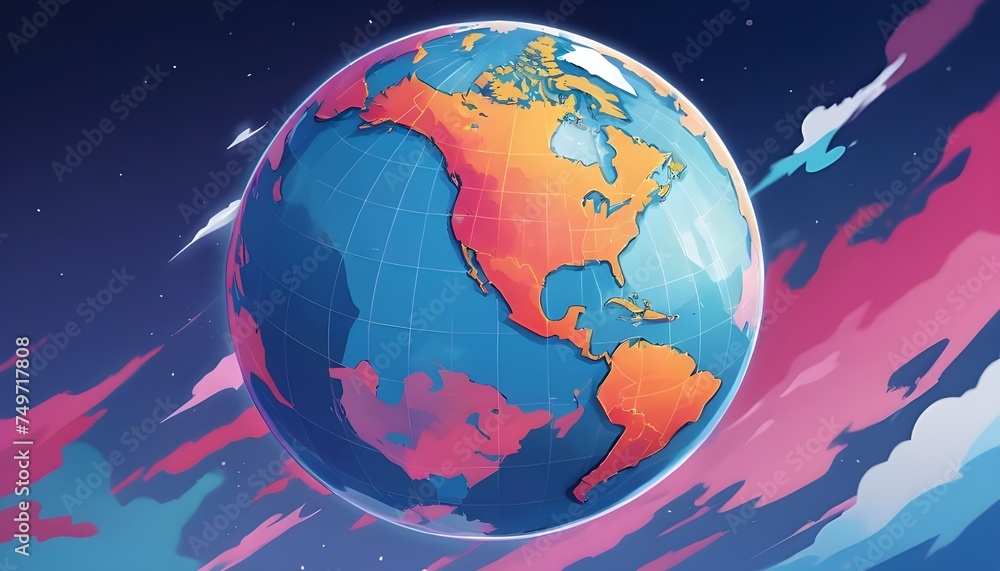 Naklejka premium Abstract globe focusing on North America illustration.