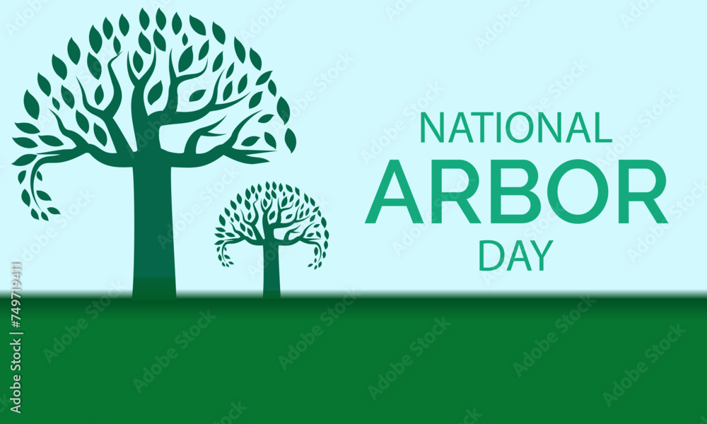 Obraz premium National Arbor Day celebrated every year of April 26, Vector banner, flyer, poster and social medial template design.