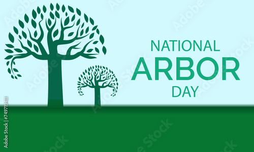 National Arbor Day celebrated every year of April 26, Vector banner, flyer, poster and social medial template design.