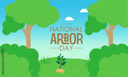 National Arbor Day celebrated every year of April 26, Vector banner, flyer, poster and social medial template design.