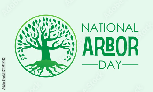 National Arbor Day celebrated every year of April 26, Vector banner, flyer, poster and social medial template design.
