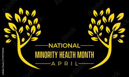 National Minority Health Month Observed every year of April, Vector banner, flyer, poster and social medial template design.