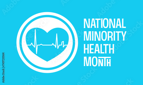 National Minority Health Month Observed every year of April, Vector banner, flyer, poster and social medial template design.