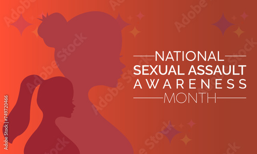 National Sexual Assault Awareness Month Observed every year of April, Vector banner, flyer, poster and social medial template design.