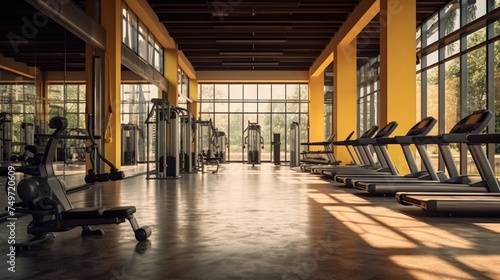 Photo of gym interior with equipment. photo