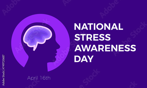 National Stress Awareness Day Observed every year of April 16 and November 6, Vector banner, flyer, poster and social medial template design.