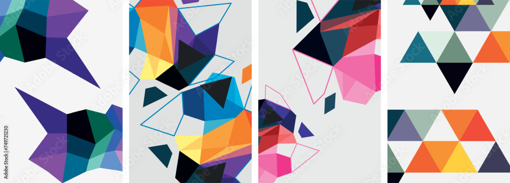 Set of triangle poster backgrounds. Vector illustration For Wallpaper, Banner, Background, Card, Book Illustration, landing page Set of triangle poster backgrounds. Vector illustration For Wallpaper, Banner, Background, Card, Book Illustration, landing page