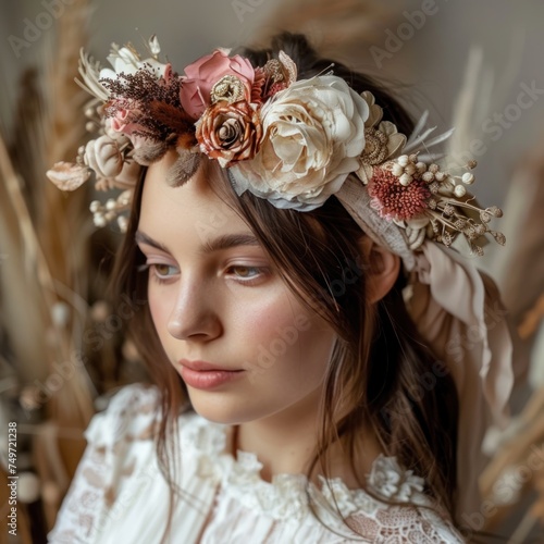 Boho chic headbands with floral elements