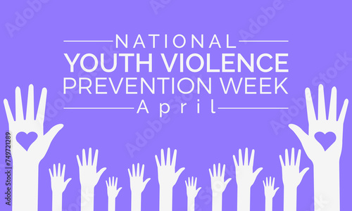 National Youth Violence Prevention Week Observed every year of April 22 to April 26, Vector banner, flyer, poster and social medial template design.