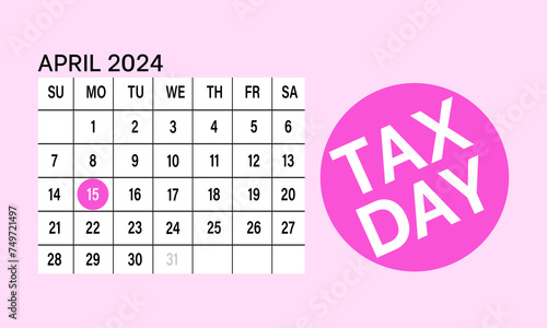 Tax Day celebrated every year of April 15th, Vector banner, flyer, poster and social medial template design.