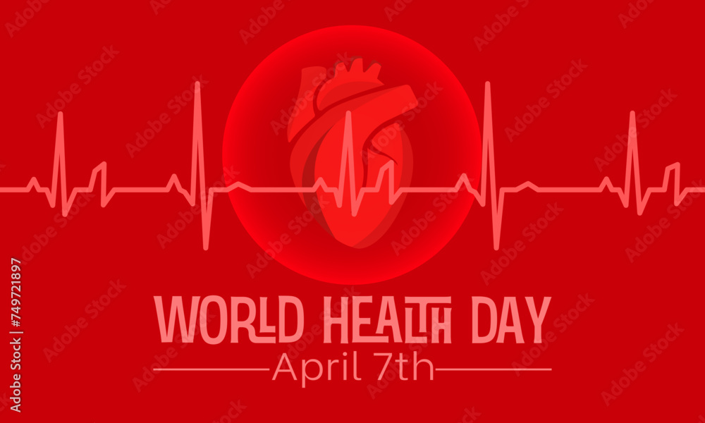 World Health Day Observed every year of April 7, Vector banner, flyer, poster and social medial template design.